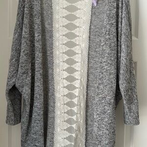 Alya Gray and Cream Open Cardigan